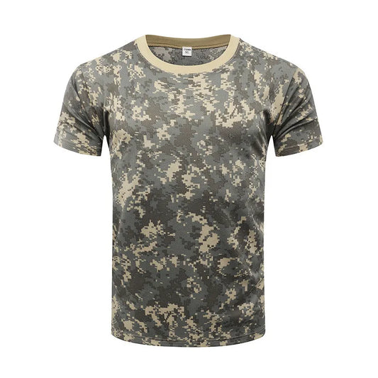 Men Camouflage Hunting Shirts Tactical Fishing Shirt Army Military Tshirts Camo Hiking Camping Quick Dry Clothes
