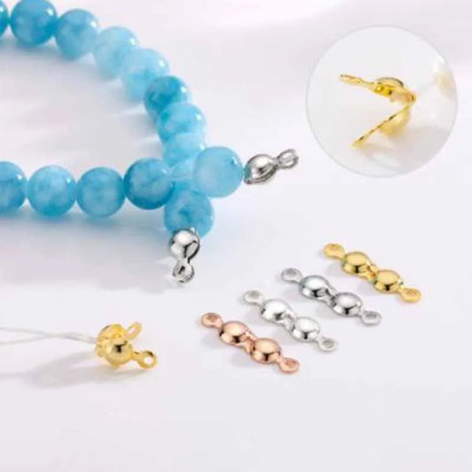 4pcs Genuine Real Pure Solid 925 Sterling Silver Closure End Beads Clasps Clips Gold Crimp Connector DIY Jewelry Making Finding