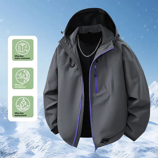 Spring Autumn Unisex Three-in-One Lightweight Outdoor Windproof Waterproof Hiking Jacket Men's Trendy Casual Loose Fit Coat