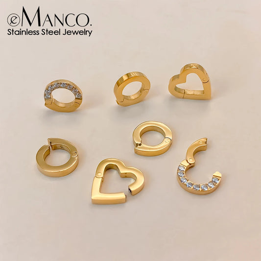 eManco High Quality Stainless Steel 14K PVD Gold Plated Round Skeleton Clasp Head for DIY Bracelet Necklace Jewelry Making