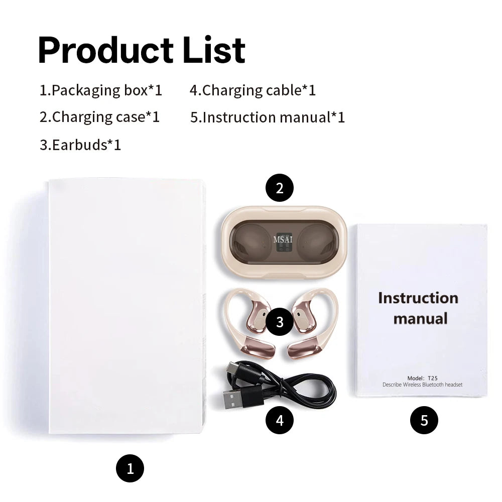 MSAI T23 AI Translator Earbuds 138 Languages Multilingual Translate APP Bluetooth Low Latency Real Time Offline Translation