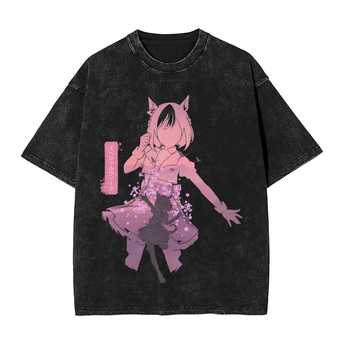 Washed T Shirts Satono Diamond Uma Musume Anime Hip Hop Fashion T-Shirts Street  Streetwear Cotton Summer Tops Tees Men Women
