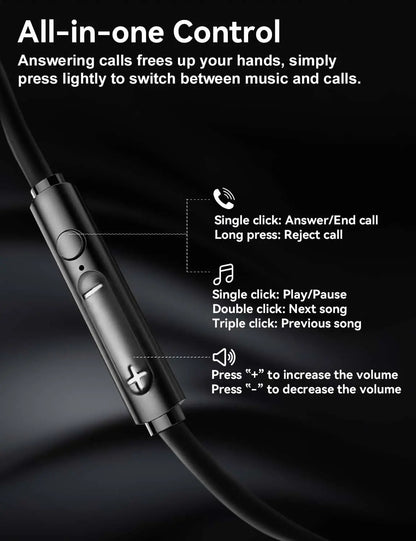 USB C Wired Headphones with Mic for iPhone 17 16 15 Pro Max Samsung, Earbuds Earphones Type C