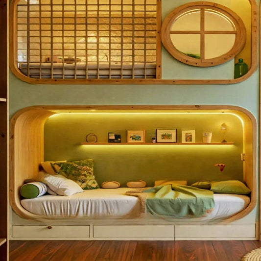 wind tree house children's bed male baby brother getting on and off the bed with slide staircase storage solid wood