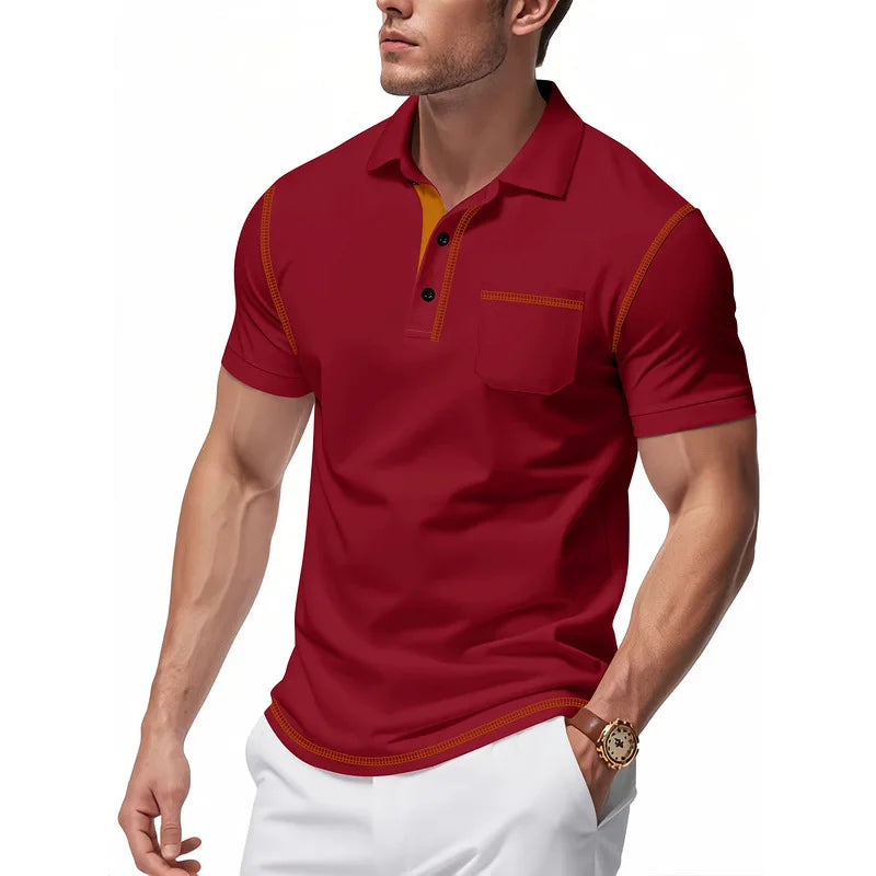 Men Shirts Short Sleeve Shirt T Shirt Casual Turn Down Collar Buttons Spliced Loose Fit Pockets Pullover Sports Summer 2025