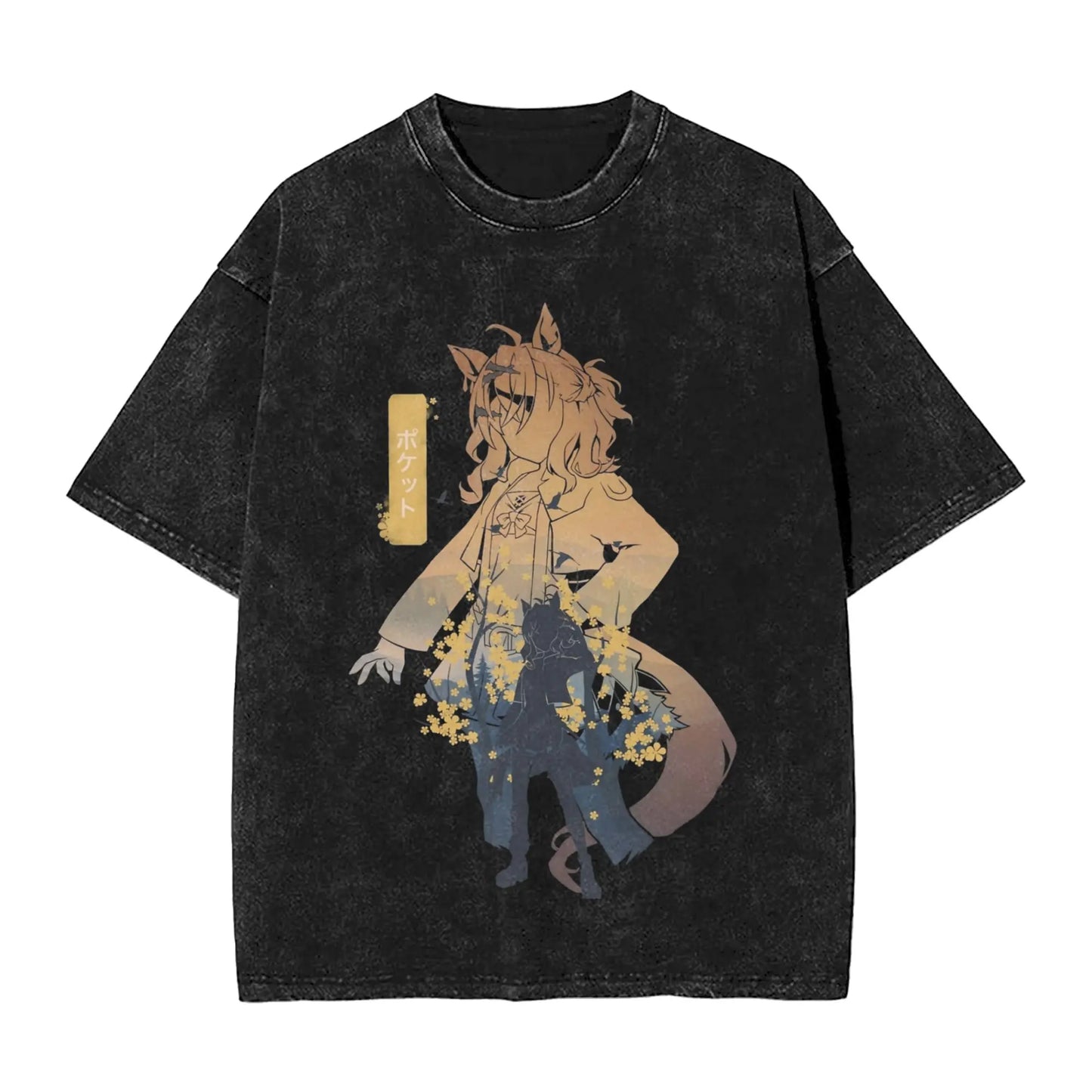 Washed T Shirts Satono Diamond Uma Musume Anime Hip Hop Fashion T-Shirts Street  Streetwear Cotton Summer Tops Tees Men Women