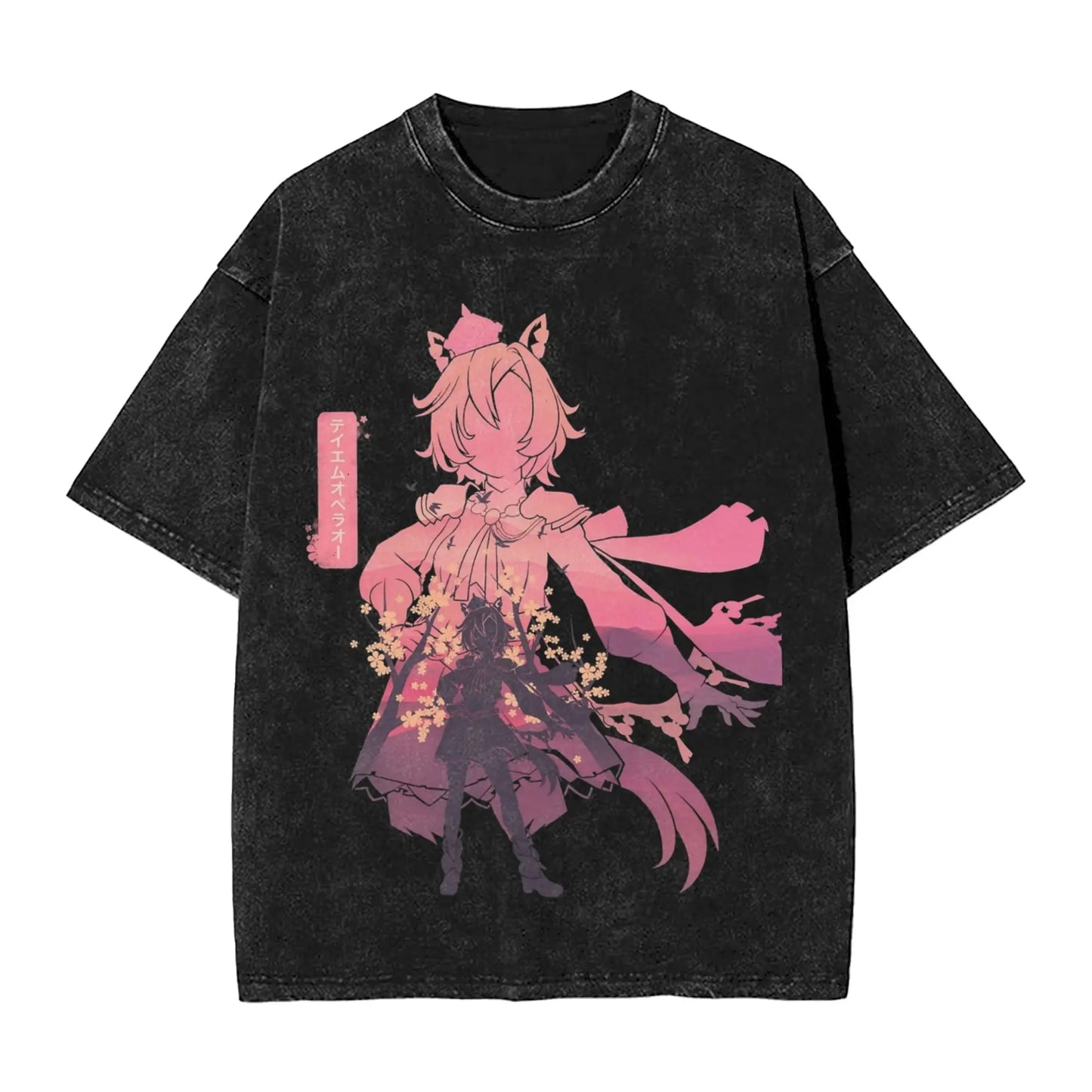 Washed T Shirts Satono Diamond Uma Musume Anime Hip Hop Fashion T-Shirts Street  Streetwear Cotton Summer Tops Tees Men Women