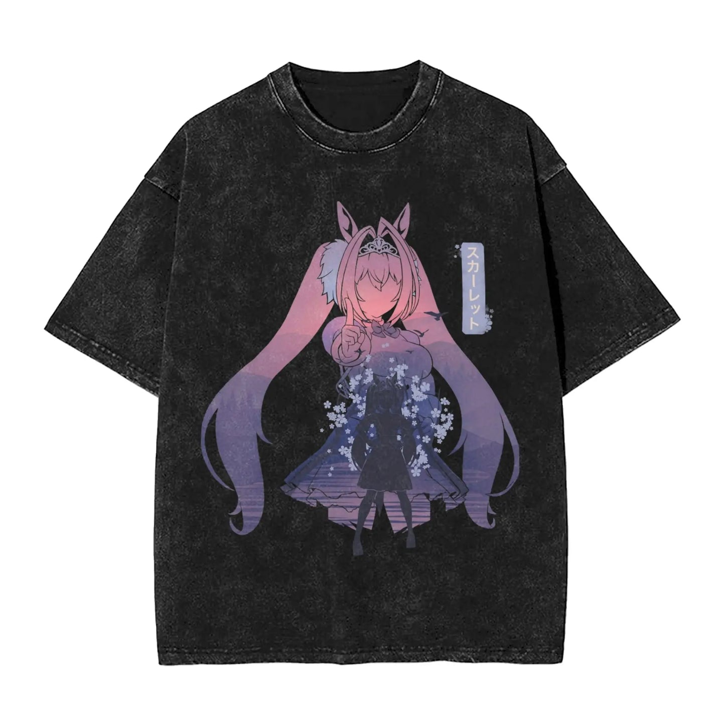 Washed T Shirts Satono Diamond Uma Musume Anime Hip Hop Fashion T-Shirts Street  Streetwear Cotton Summer Tops Tees Men Women