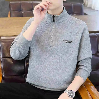 Men's Hoodie Jacket Half Zipper Fleece Long Sleeve Stand Collar Spring Autumn Casual Comfortable Breathable Polyester Fiber