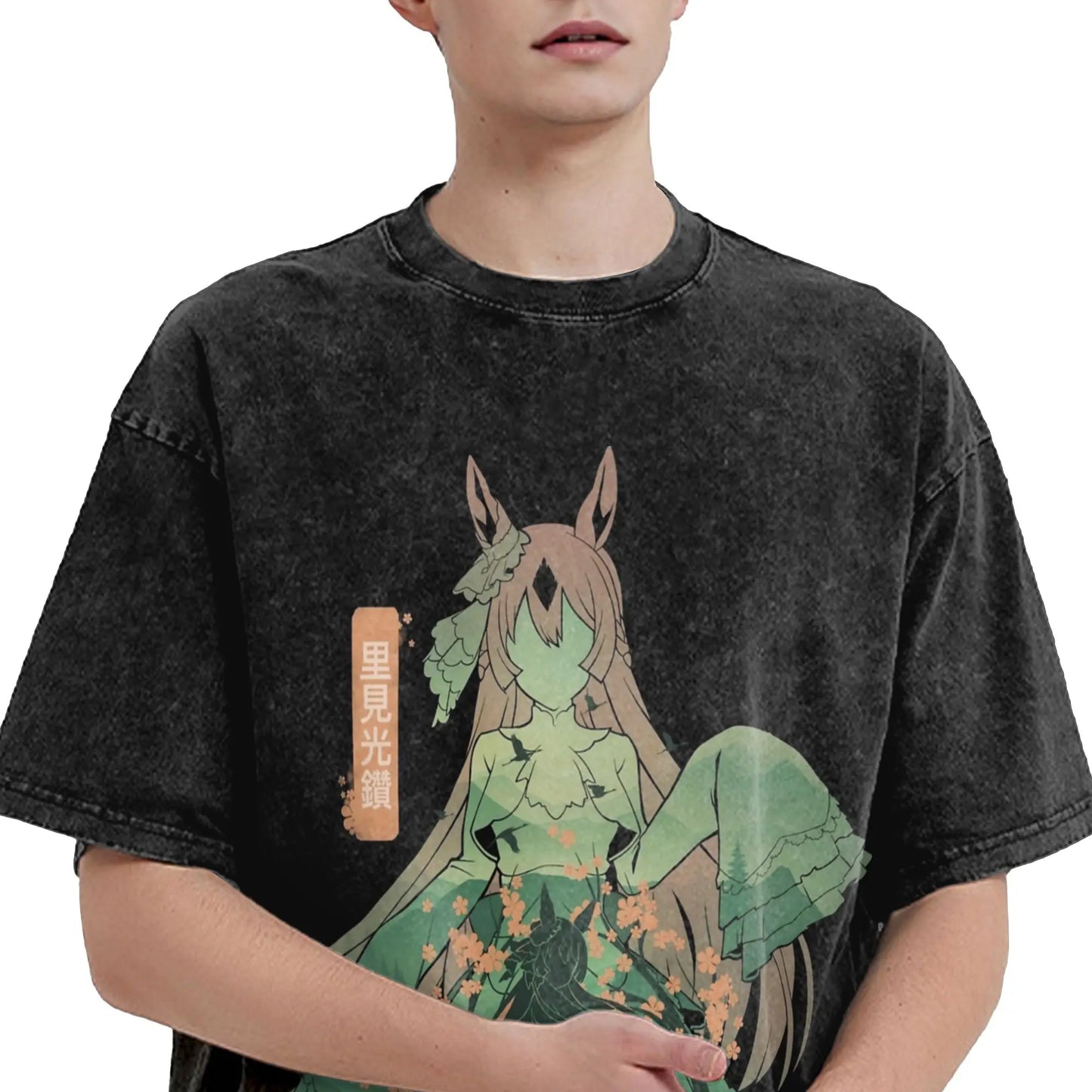 Washed T Shirts Satono Diamond Uma Musume Anime Hip Hop Fashion T-Shirts Street  Streetwear Cotton Summer Tops Tees Men Women