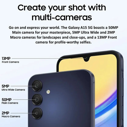 Smart Android Phone Samsung Galaxy A15 5G A156U 6.5-inch NFC 50MP 4GB+64/128GB Samsung Smartphone 5000mAh 25W US version