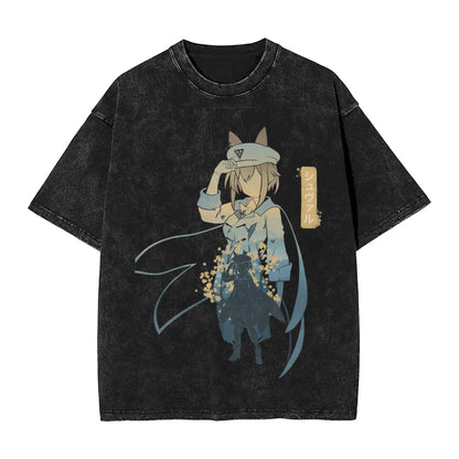 Washed T Shirts Satono Diamond Uma Musume Anime Hip Hop Fashion T-Shirts Street  Streetwear Cotton Summer Tops Tees Men Women