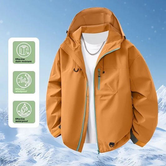 Spring Autumn Unisex Three-in-One Lightweight Outdoor Windproof Waterproof Hiking Jacket Men's Trendy Casual Loose Fit Coat