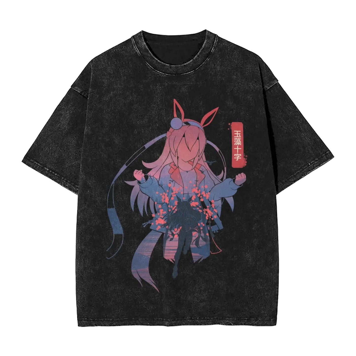 Washed T Shirts Satono Diamond Uma Musume Anime Hip Hop Fashion T-Shirts Street  Streetwear Cotton Summer Tops Tees Men Women