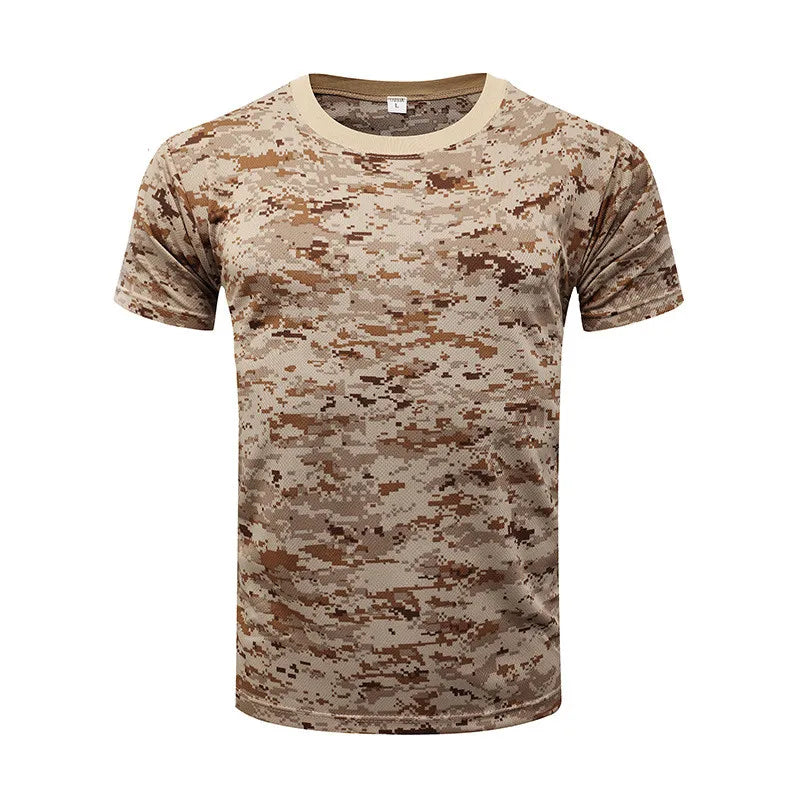 Men Camouflage Hunting Shirts Tactical Fishing Shirt Army Military Tshirts Camo Hiking Camping  Quick Dry  Clothes