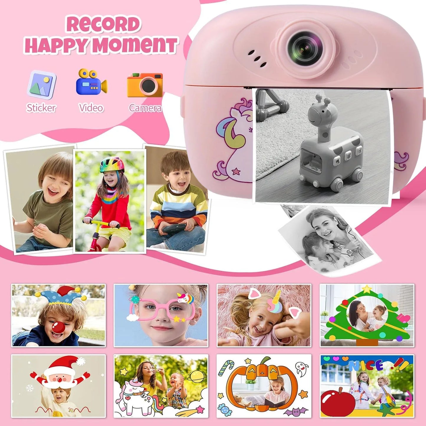 Supports 32G Memory Battery Life  Instant Printing Camera Supports Video Games Children's Camera