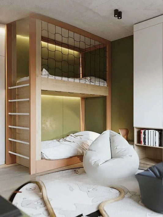 Modern simple upper and lower beds, bunk beds, ladder rope mesh be ds