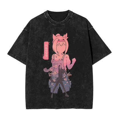 Washed T Shirts Satono Diamond Uma Musume Anime Hip Hop Fashion T-Shirts Street  Streetwear Cotton Summer Tops Tees Men Women