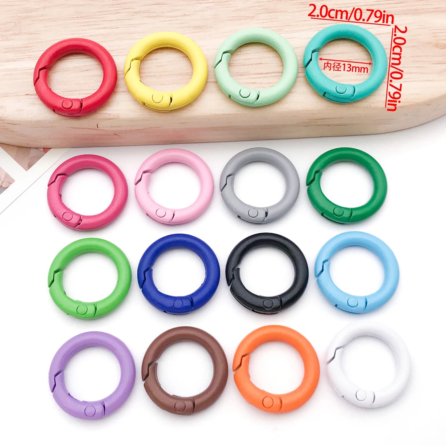 20mm Candy-Colored Spring Clasps, Spring Rings for Keychain Accessories, DIY Findings, Baked Enamel Split Rings, Round Ring