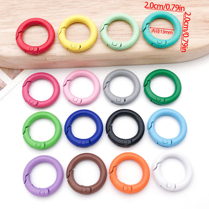 20mm Candy-Colored Spring Clasps, Spring Rings for Keychain Accessories, DIY Findings, Baked Enamel Split Rings, Round Ring