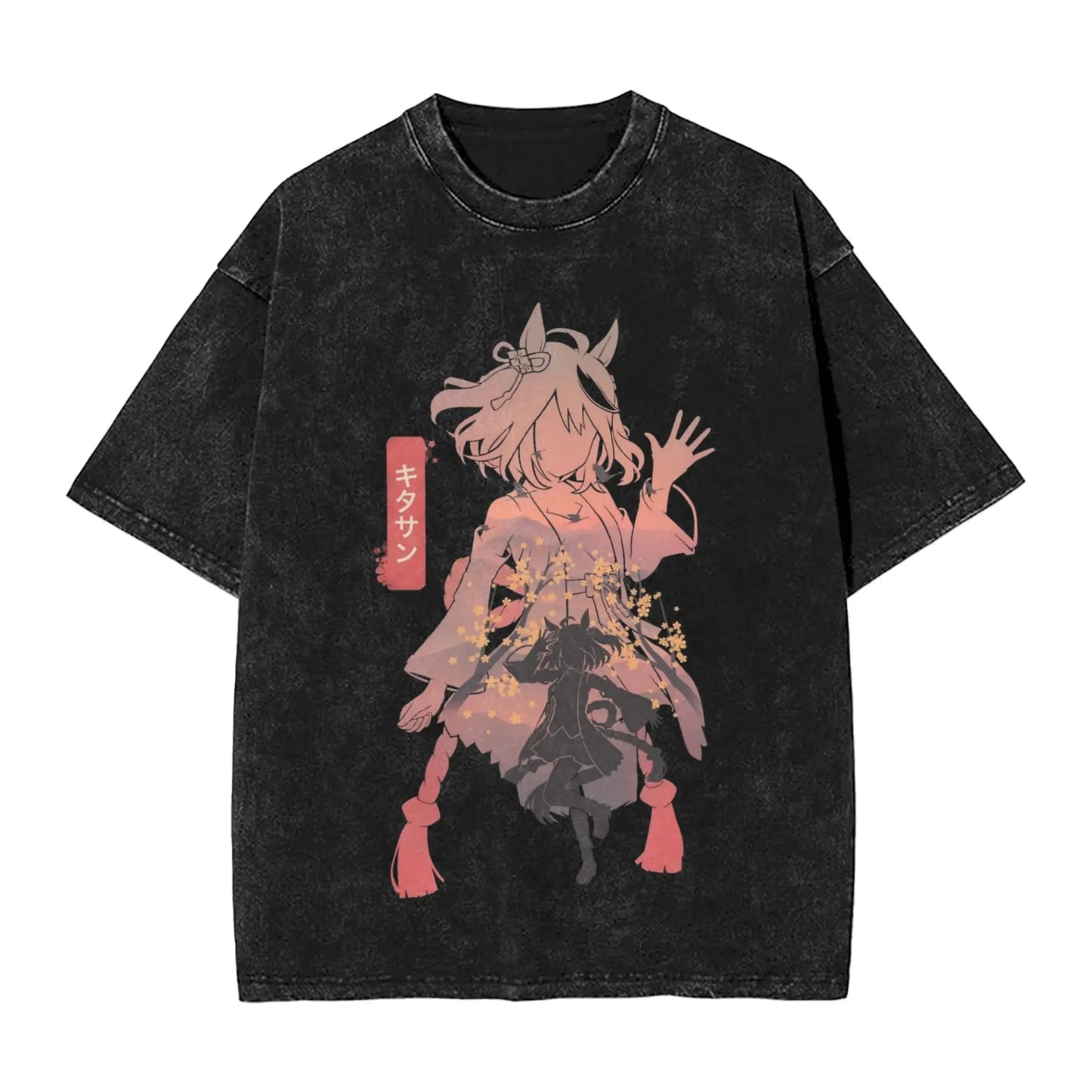 Washed T Shirts Satono Diamond Uma Musume Anime Hip Hop Fashion T-Shirts Street  Streetwear Cotton Summer Tops Tees Men Women