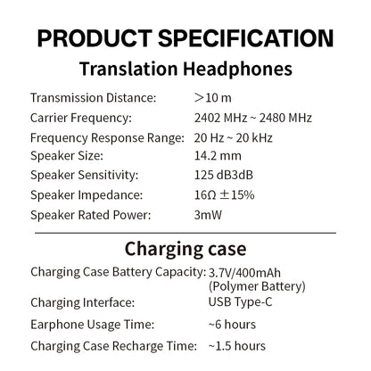 MSAI T23 AI Translator Earbuds 138 Languages Multilingual Translate APP Bluetooth Low Latency Real Time Offline Translation