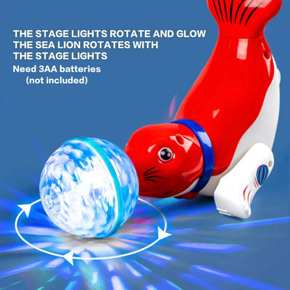 Cute Sea Lion Top Ball Children's Electric Toy with Stunt Spins Colorful Sound And Light Perfect Gift for Babies