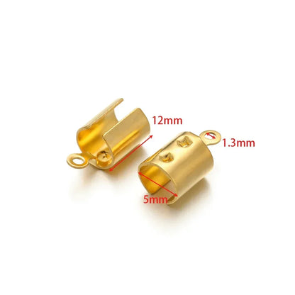 50pcs Stainless Steel High Quality Crimp End Beads Caps Leather Cord Clips for DIY Jewelry Making Necklace Connectors Supplies