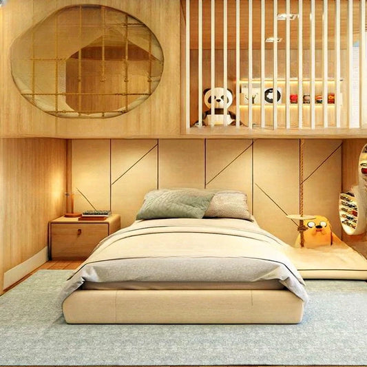 Staggered bed Children's bed Log wind, solid wood bunk be d