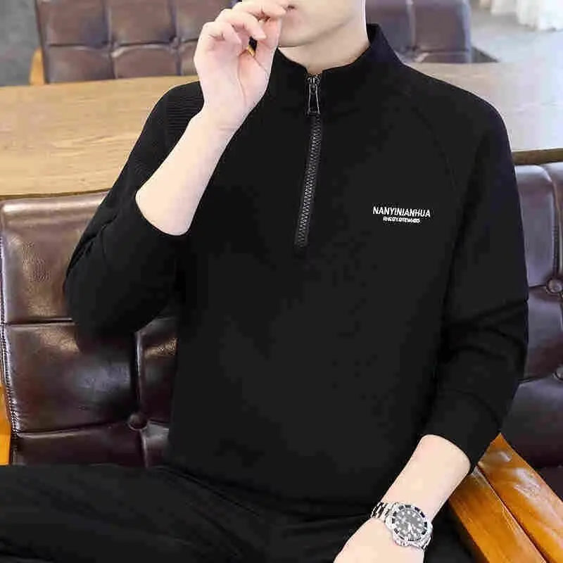 Men's Hoodie Jacket Half Zipper Fleece Long Sleeve Stand Collar Spring Autumn Casual Comfortable Breathable Polyester Fiber