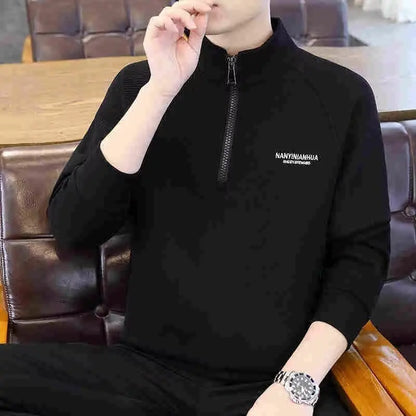 Men's Hoodie Jacket Half Zipper Fleece Long Sleeve Stand Collar Spring Autumn Casual Comfortable Breathable Polyester Fiber