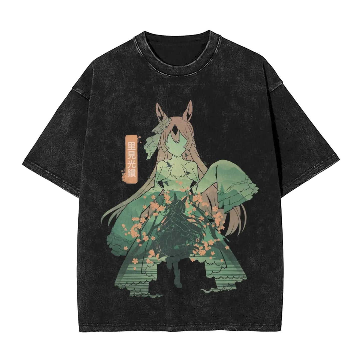 Washed T Shirts Satono Diamond Uma Musume Anime Hip Hop Fashion T-Shirts Street  Streetwear Cotton Summer Tops Tees Men Women