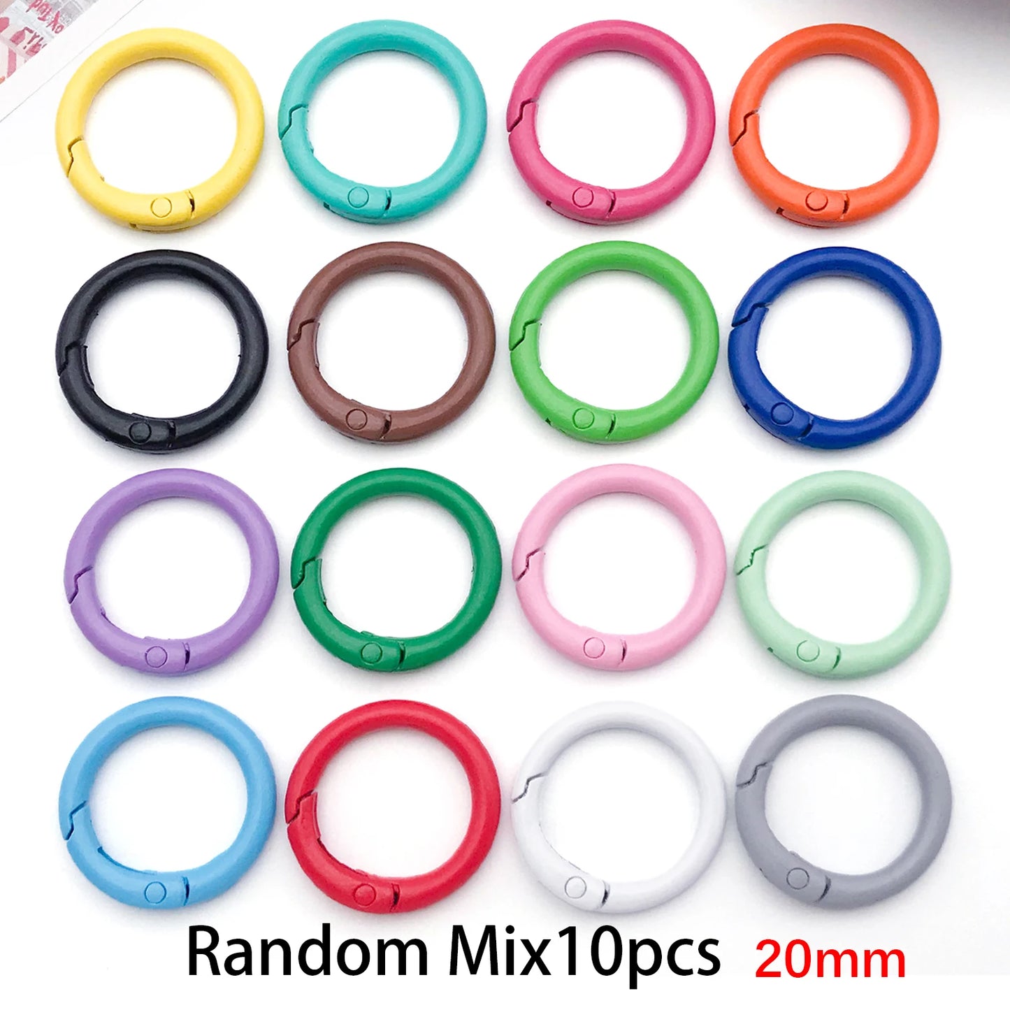 20mm Candy-Colored Spring Clasps, Spring Rings for Keychain Accessories, DIY Findings, Baked Enamel Split Rings, Round Ring