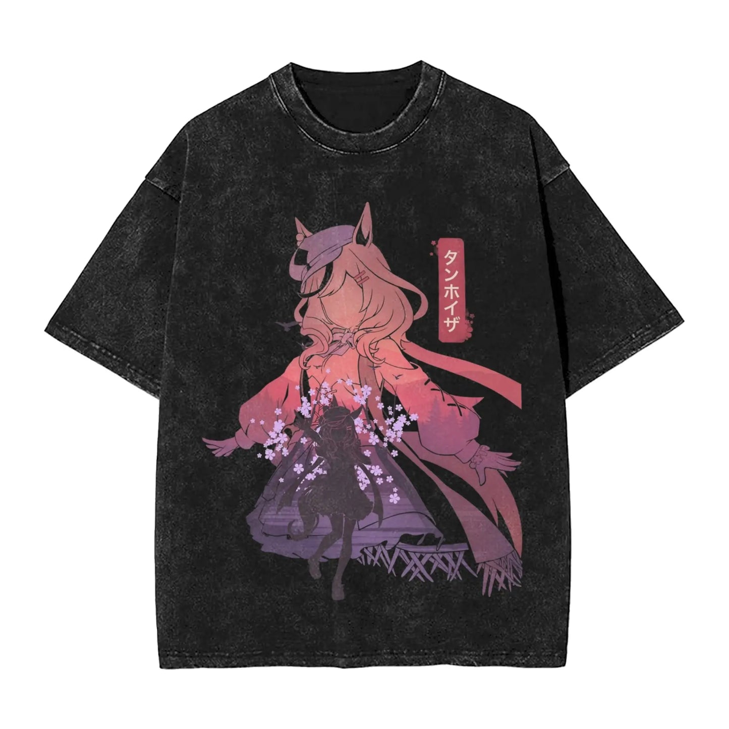 Washed T Shirts Satono Diamond Uma Musume Anime Hip Hop Fashion T-Shirts Street  Streetwear Cotton Summer Tops Tees Men Women