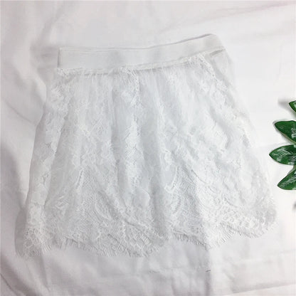 Miniskirt Sexy Transparent Lace Mesh Skirt Shirt Extender Women Summer Mini Black White Short Micro Skirt Ladies Underskirt