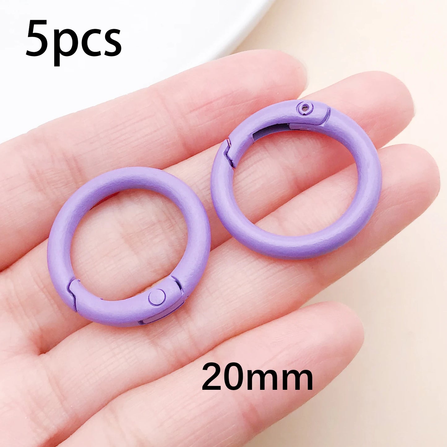 20mm Candy-Colored Spring Clasps, Spring Rings for Keychain Accessories, DIY Findings, Baked Enamel Split Rings, Round Ring