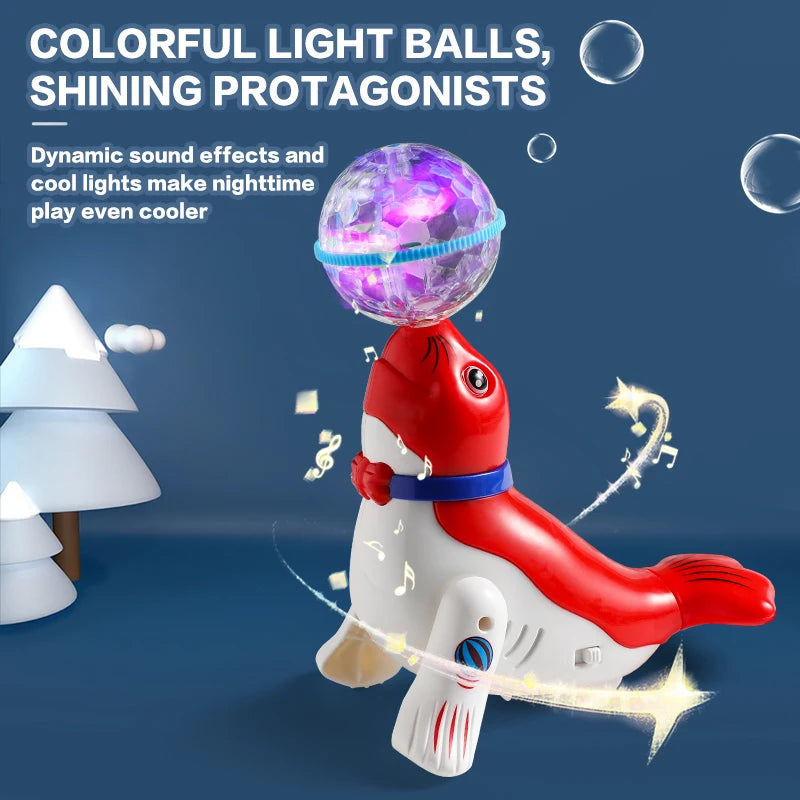 Cute Sea Lion Top Ball Children's Electric Toy with Stunt Spins Colorful Sound And Light Perfect Gift for Babies