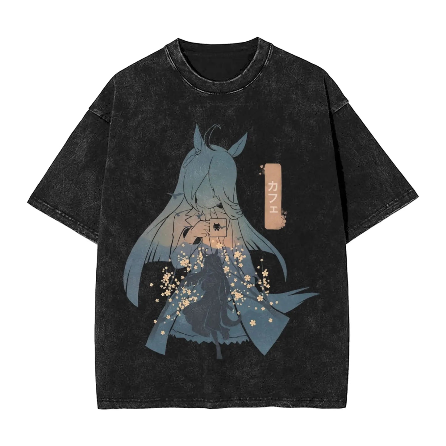 Washed T Shirts Satono Diamond Uma Musume Anime Hip Hop Fashion T-Shirts Street  Streetwear Cotton Summer Tops Tees Men Women