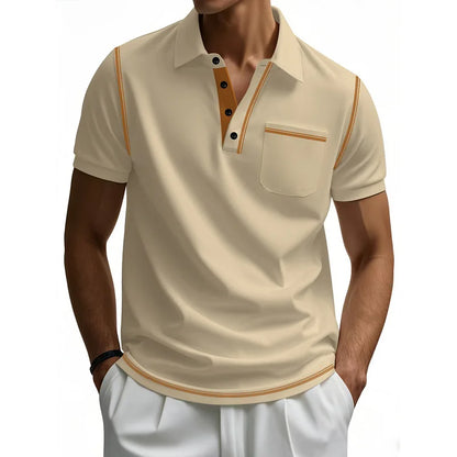 Men Shirts Short Sleeve Shirt T Shirt Casual Turn Down Collar Buttons Spliced Loose Fit Pockets Pullover Sports Summer 2025