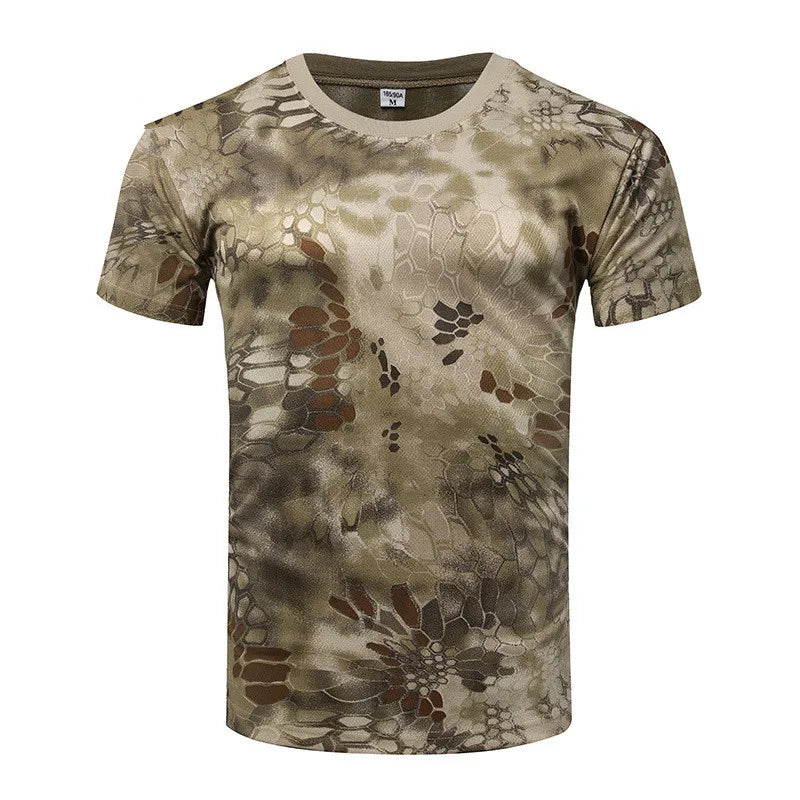 Men Camouflage Hunting Shirts Tactical Fishing Shirt Army Military Tshirts Camo Hiking Camping  Quick Dry  Clothes