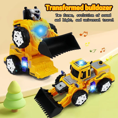 Electric Double Variable Bulldozer Toy Car - Transformation Robot Feature Automatic Change Baby Holiday Gift