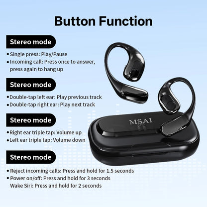 MSAI T23 AI Translator Earbuds 138 Languages Multilingual Translate APP Bluetooth Low Latency Real Time Offline Translation