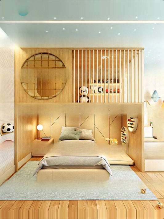 Staggered bed Children's bed Log wind, solid wood bunk be d