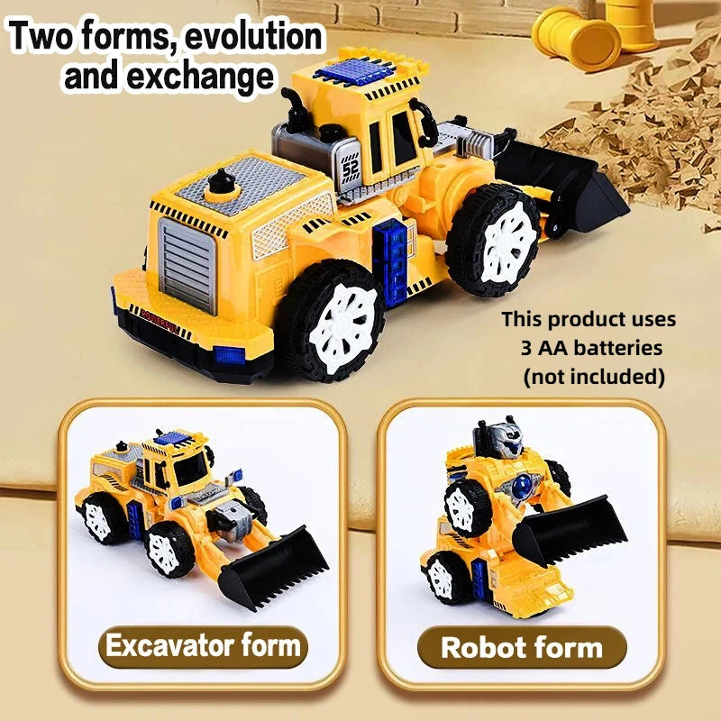 Electric Double Variable Bulldozer Toy Car - Transformation Robot Feature Automatic Change Baby Holiday Gift