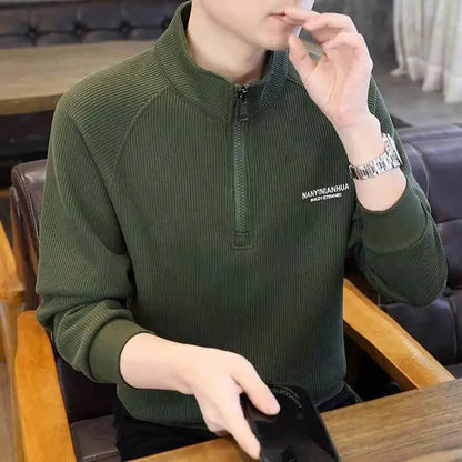 Men's Hoodie Jacket Half Zipper Fleece Long Sleeve Stand Collar Spring Autumn Casual Comfortable Breathable Polyester Fiber