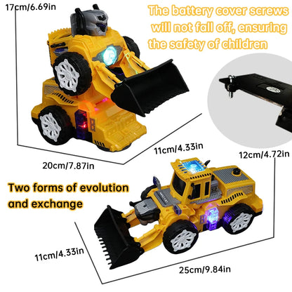 Electric Double Variable Bulldozer Toy Car - Transformation Robot Feature Automatic Change Baby Holiday Gift